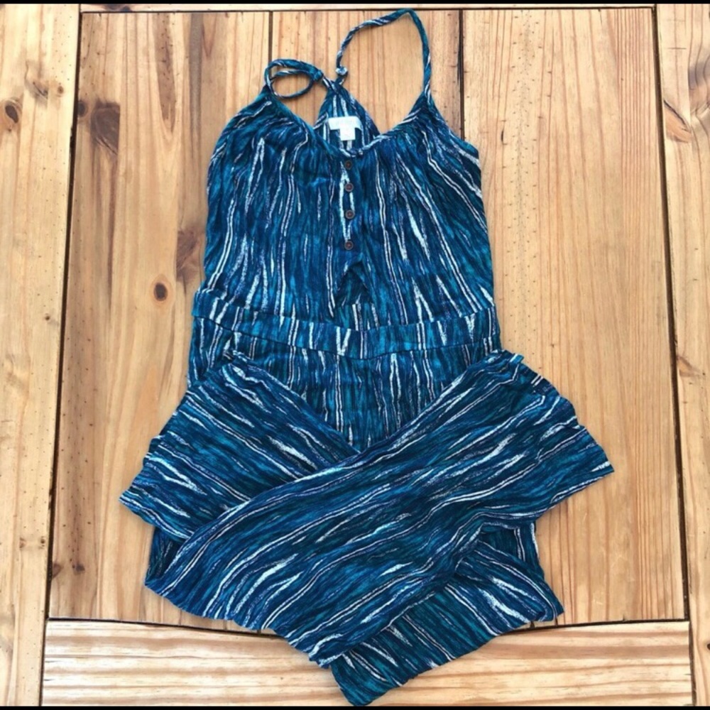 Beautiful blue summer romper with pockets